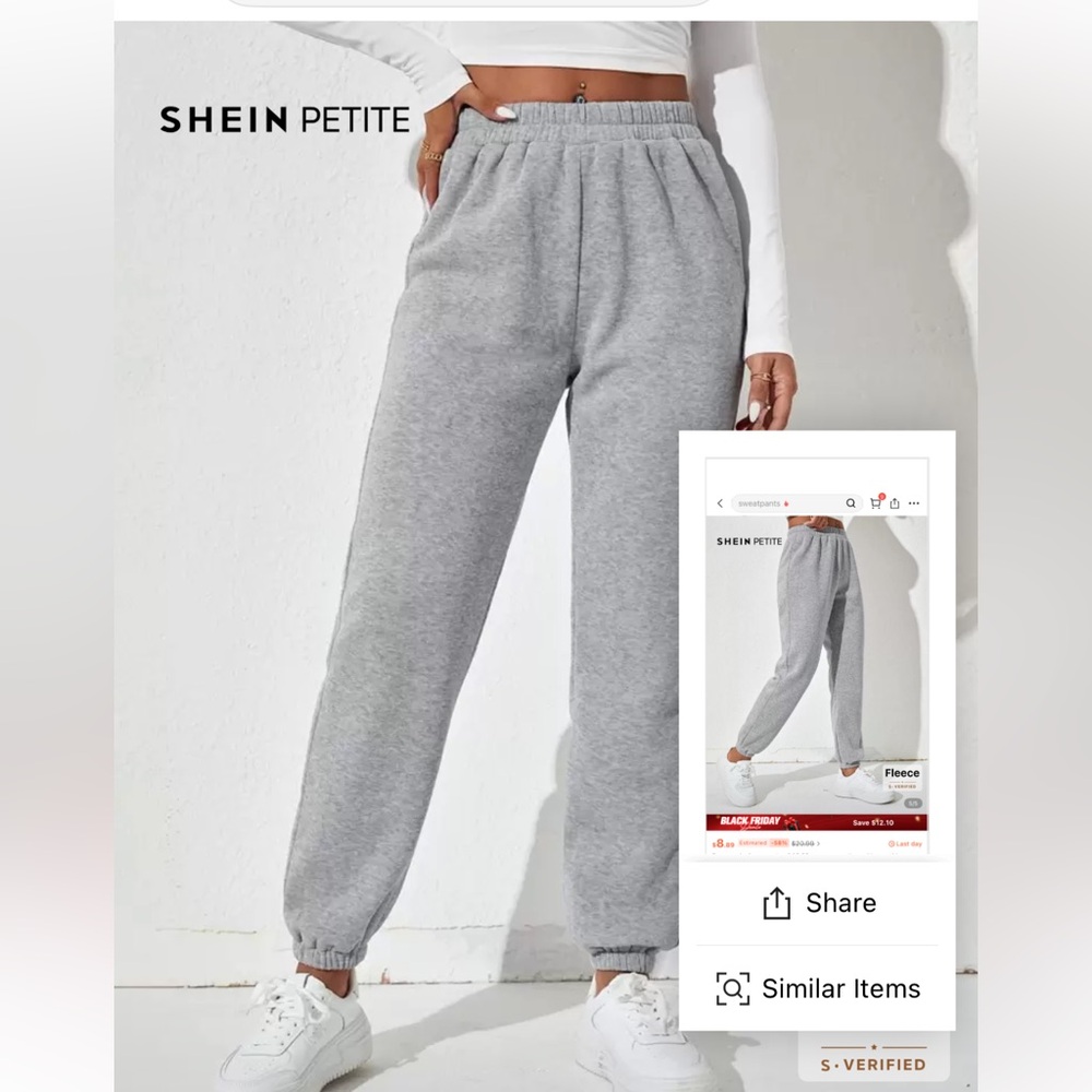 SHEIN Light Gray Joggers girls women’s XXS petite sweatpants casual athleisure - Picture 10 of 10